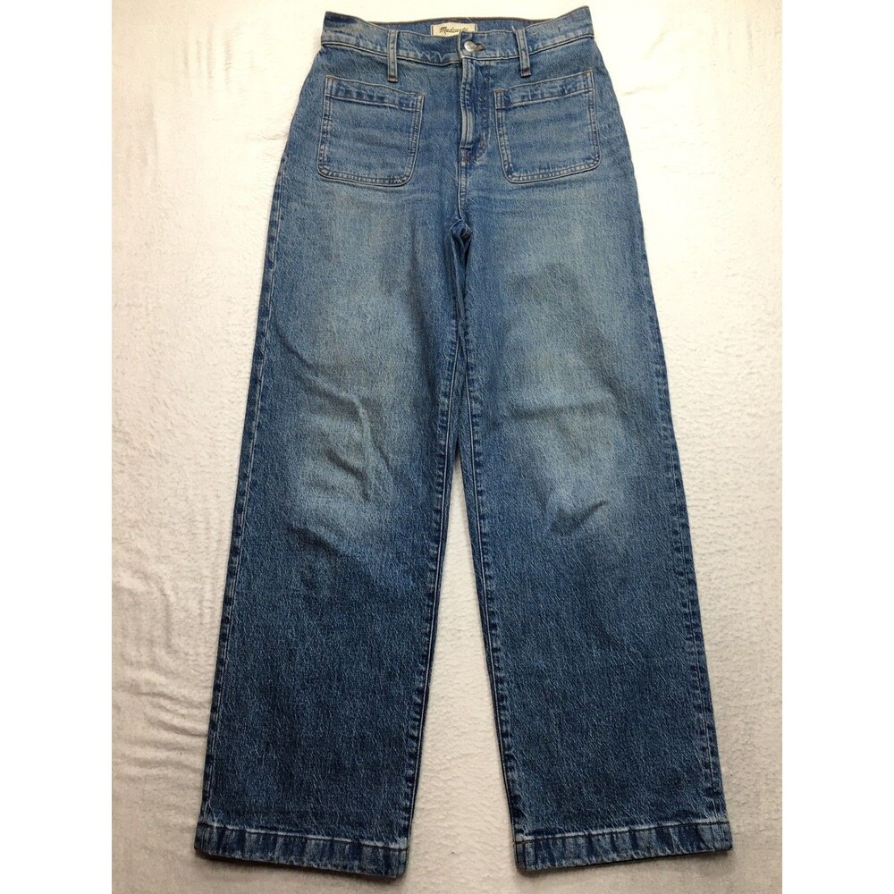 MADEWELL Perfect Vint Wide Leg Jean Women 26x30 Stone Wash Stretch Patch Pocket